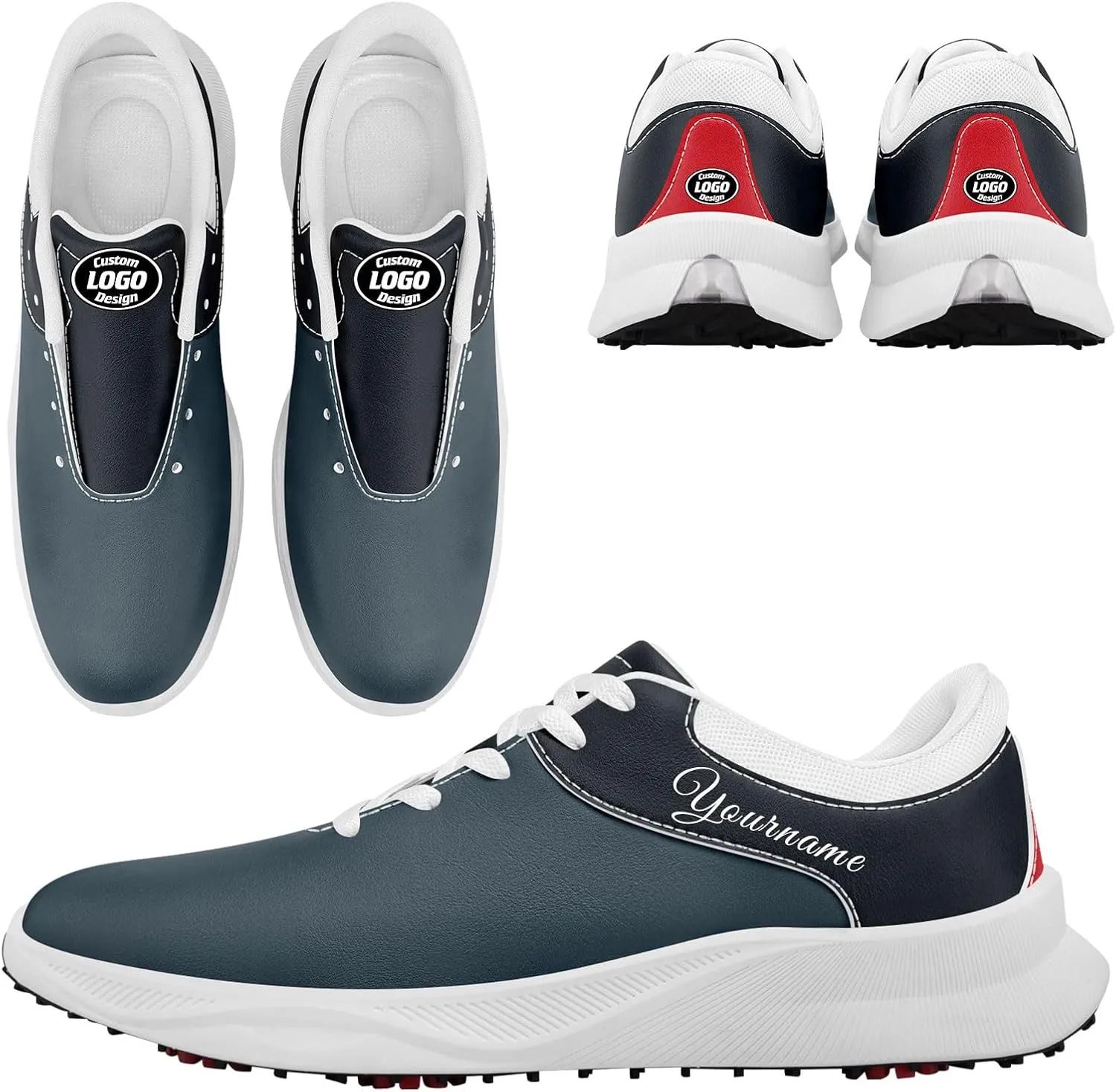Custom Spikeless Golf Shoes for Men Women, Lightweight Breathable Golf Sneakers with Air-Outer, Customized for Teams