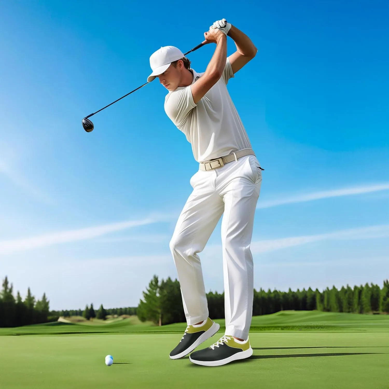 Custom Spikeless Golf Shoes for Men Women, Lightweight Breathable Golf Sneakers with Air-Outer, Customized for Teams