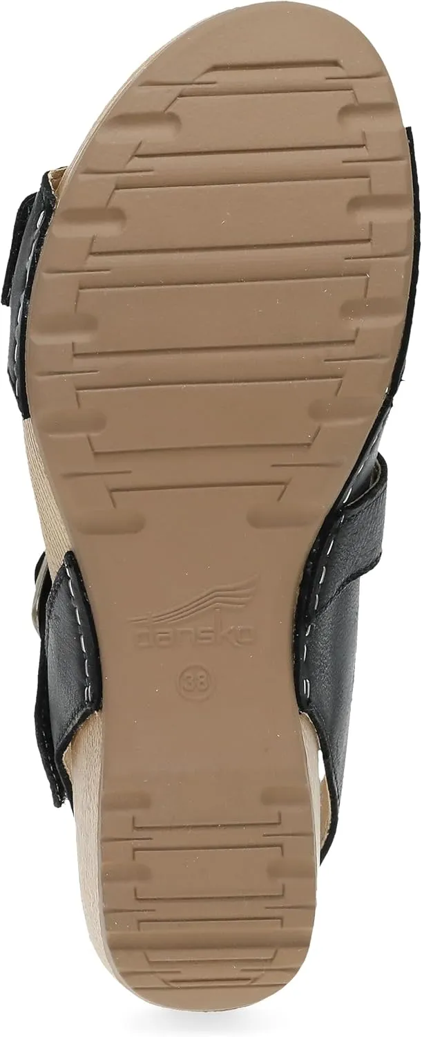Dansko Trinity Wedge Sandal for Women – Contoured Footbed for All-Day Comfort and Support – Hook & Loop Strap with Buckle Detail – Lightweight Rubber Outsole