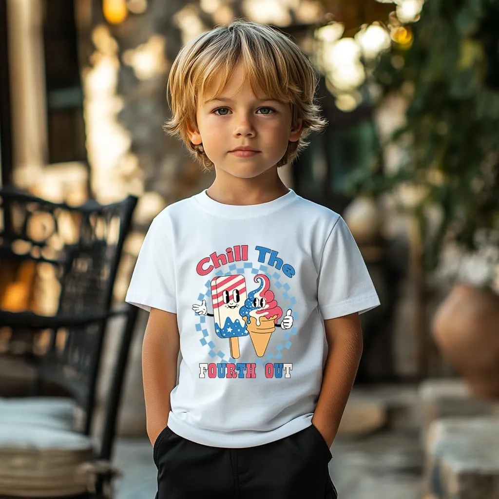 DDSOL Toddler Boy USA Outfit Kids Short Sleeve Sets Independent Day Bulldozer Stars T Shirt and Casual Shorts Set 2T-7T