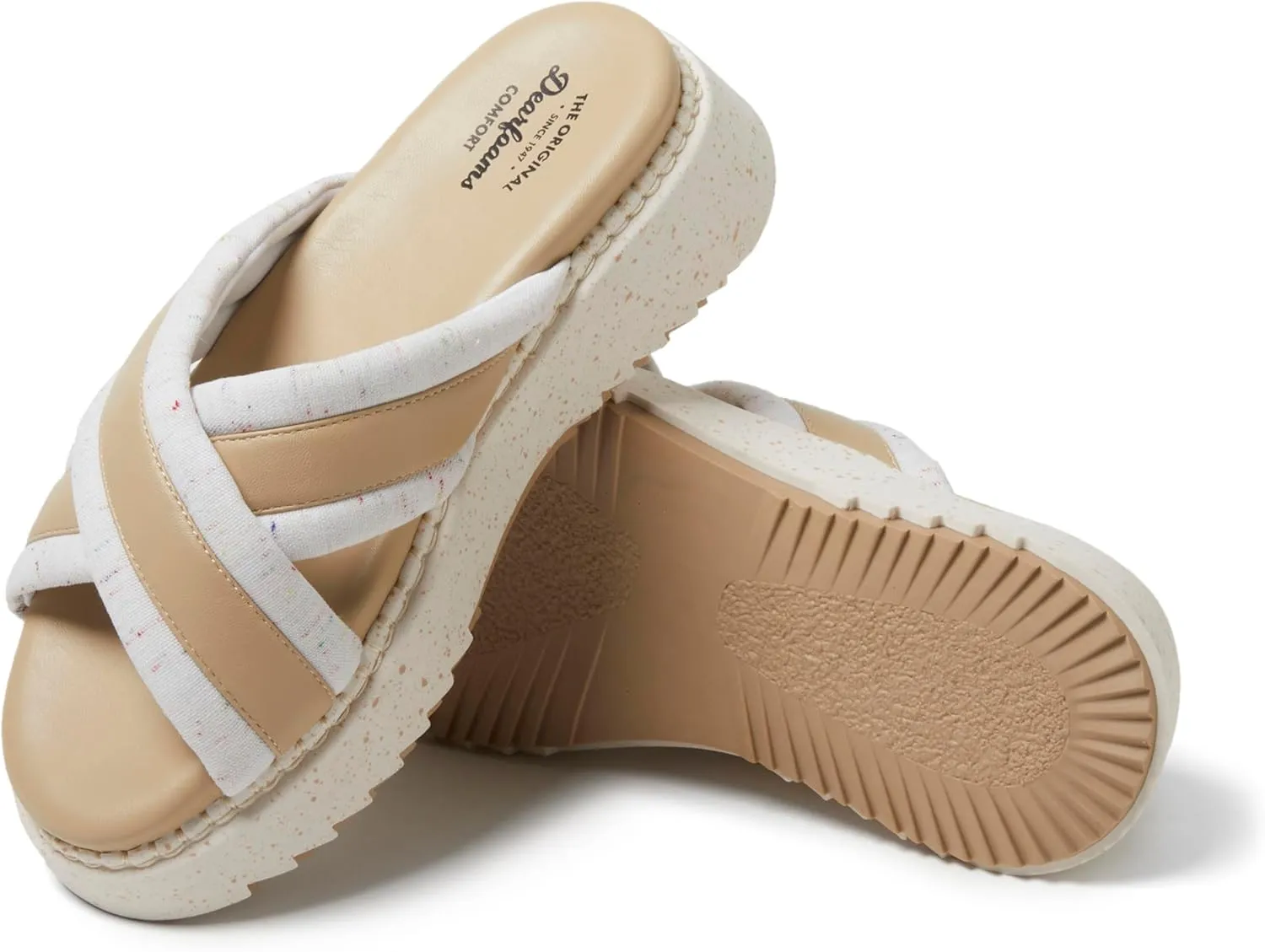 Dearfoams Women's Daisy Wedge Platform Slide Sandal
