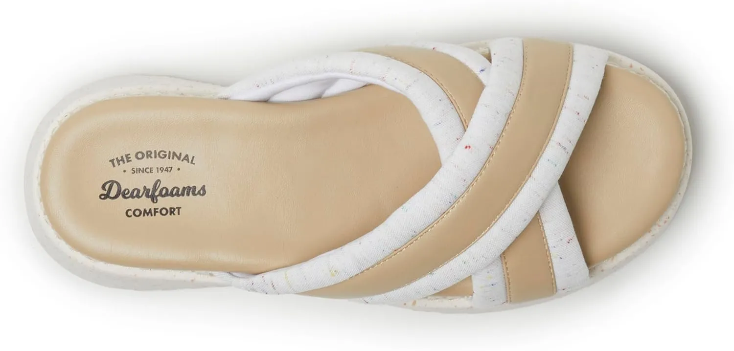 Dearfoams Women's Daisy Wedge Platform Slide Sandal