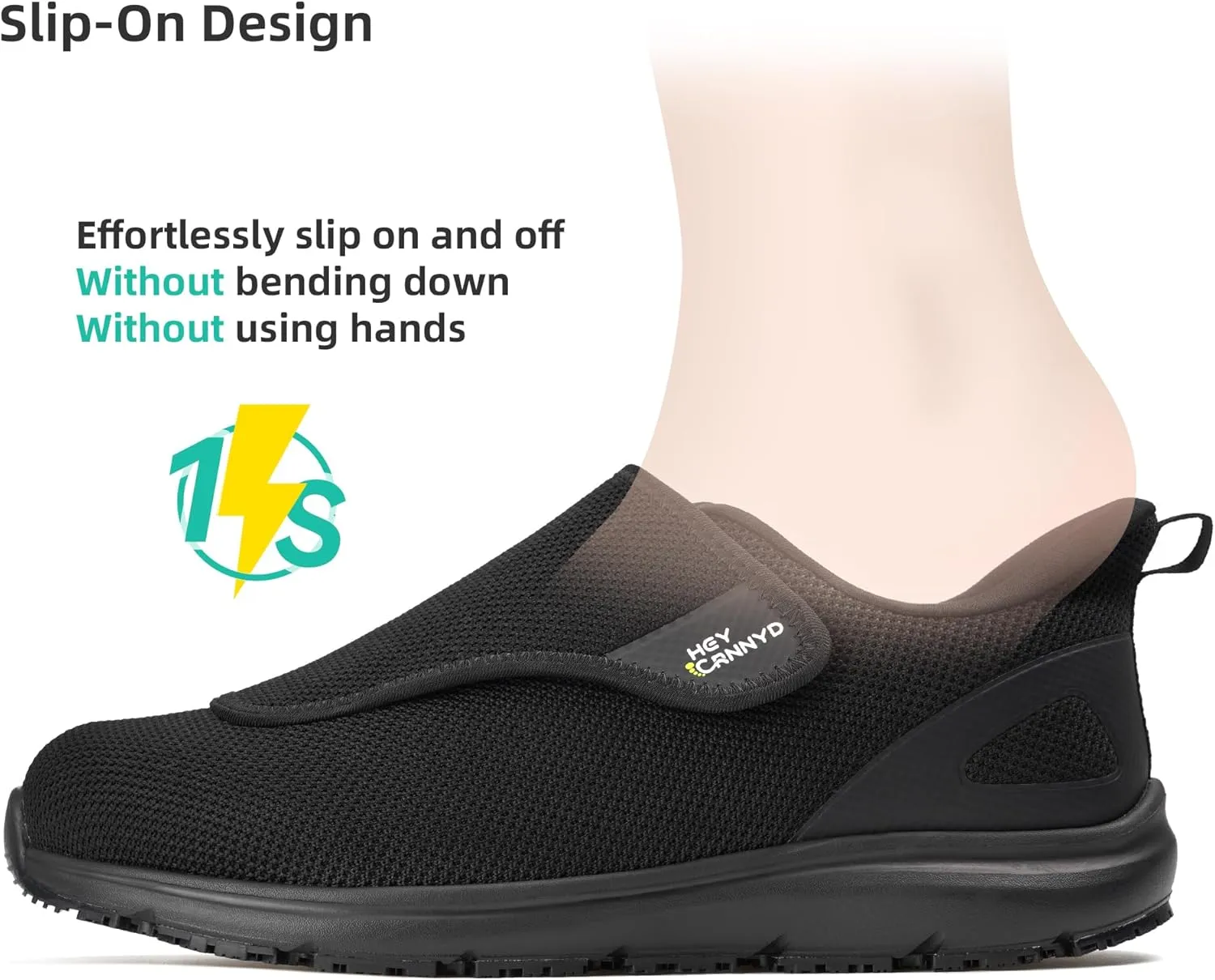 Diabetic Shoes for Men Wide Non-Slip Water-Resistant Orthopedic Walking Shoes Adjustable Closure Sneakers for Swollen Feet Neuropathy Relief for Easy Fit, Arch Support