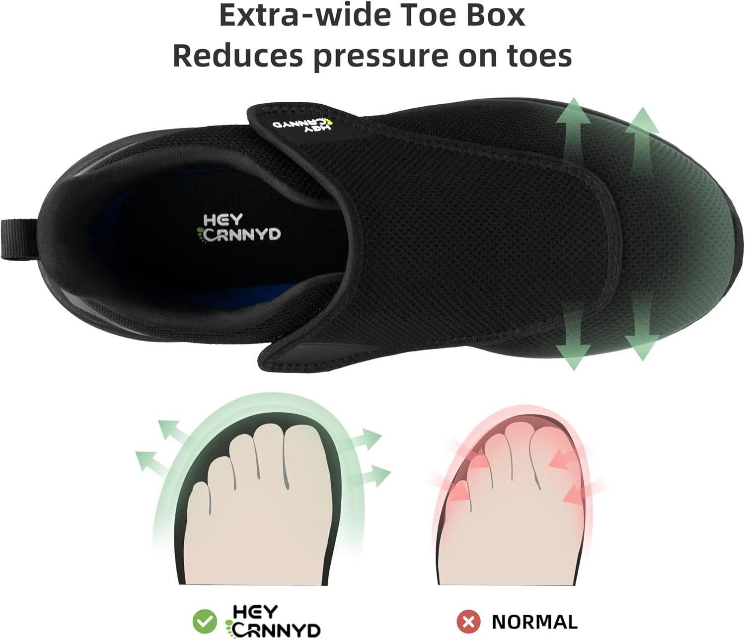 Diabetic Shoes for Men Wide Non-Slip Water-Resistant Orthopedic Walking Shoes Adjustable Closure Sneakers for Swollen Feet Neuropathy Relief for Easy Fit, Arch Support