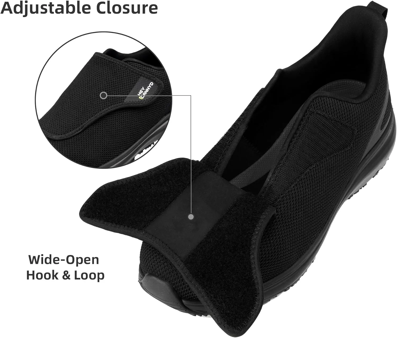Diabetic Shoes for Men Wide Non-Slip Water-Resistant Orthopedic Walking Shoes Adjustable Closure Sneakers for Swollen Feet Neuropathy Relief for Easy Fit, Arch Support