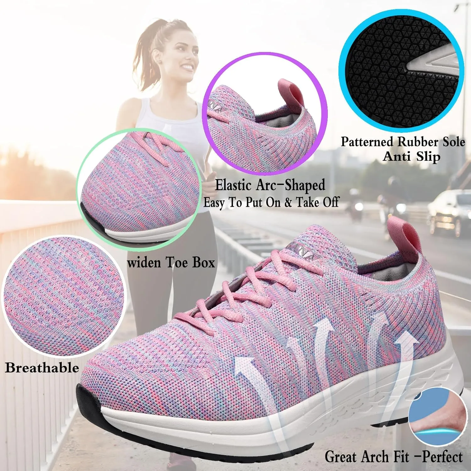 Diabetic Sneakers for Women Adjustable Widch Orthotic for Swollen Feet | Foot Pain Relief