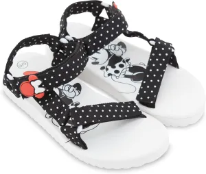 Disney Ladies Minnie Mouse Strap Sandals - Ladies Classic Minnie Mouse Double Strap Sandals Slip On Sandal Shoes
