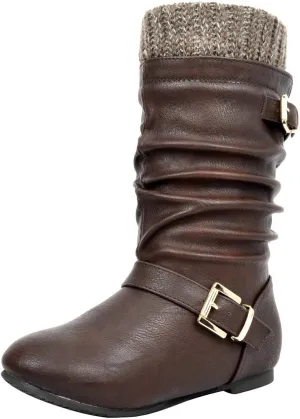 DREAM PAIRS Girl's Faux Fur Lined Knee High Winter Riding Boots(Toddler/Little Kid/Big Kid)