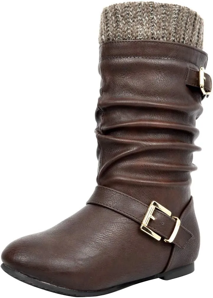 DREAM PAIRS Girl's Faux Fur Lined Knee High Winter Riding Boots(Toddler/Little Kid/Big Kid)