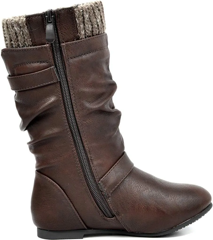DREAM PAIRS Girl's Faux Fur Lined Knee High Winter Riding Boots(Toddler/Little Kid/Big Kid)