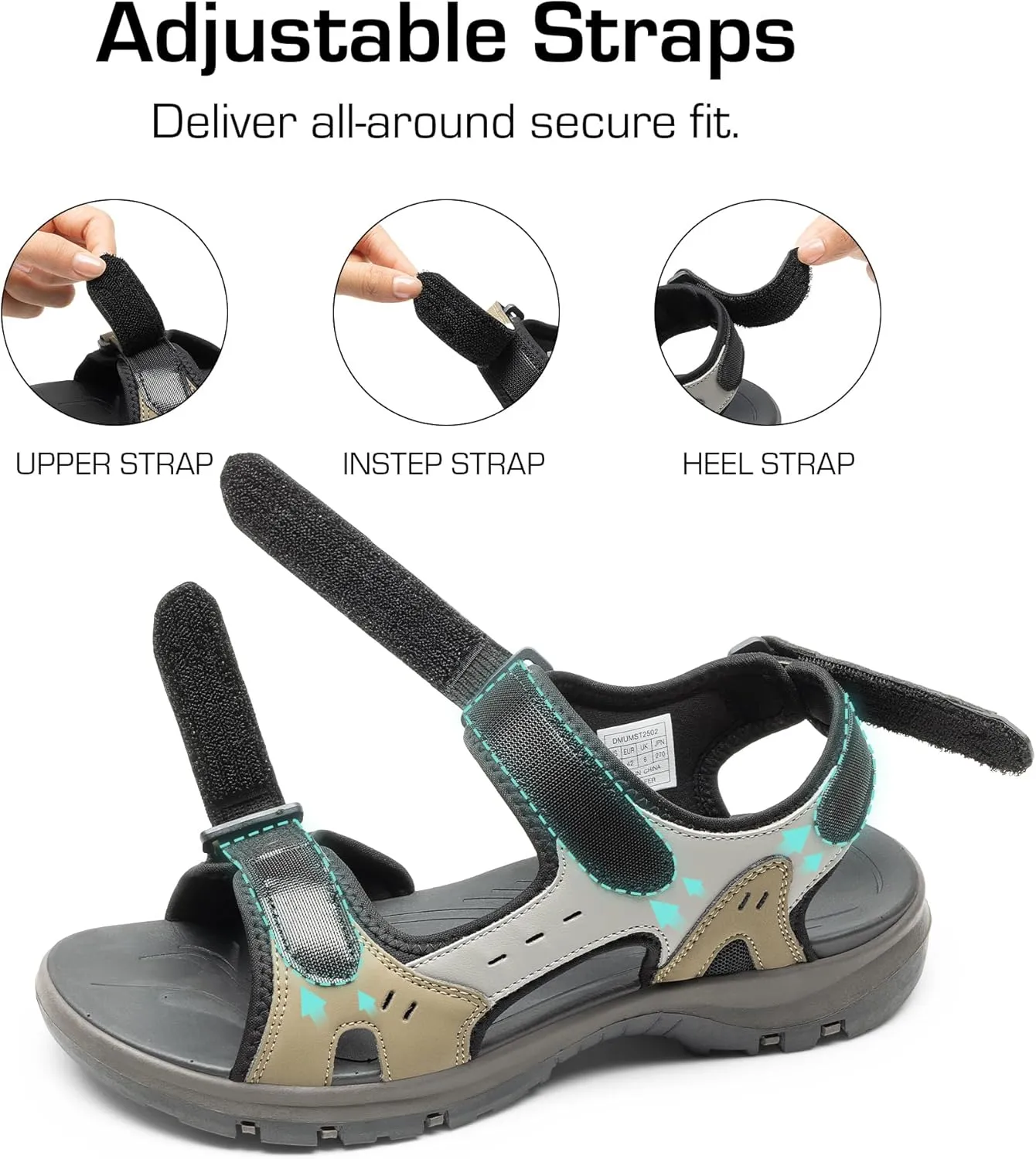 DREAM PAIRS Men’s Arch Support Hiking Sandals Sport Outdoor Athletic Comfortable Summer Beach Water Sandals