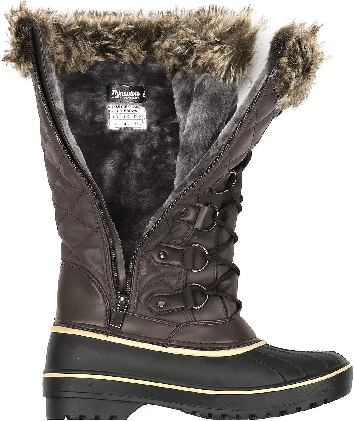 DREAM PAIRS Women's DP Warm Faux Fur Lined Mid Calf Winter Snow Boots