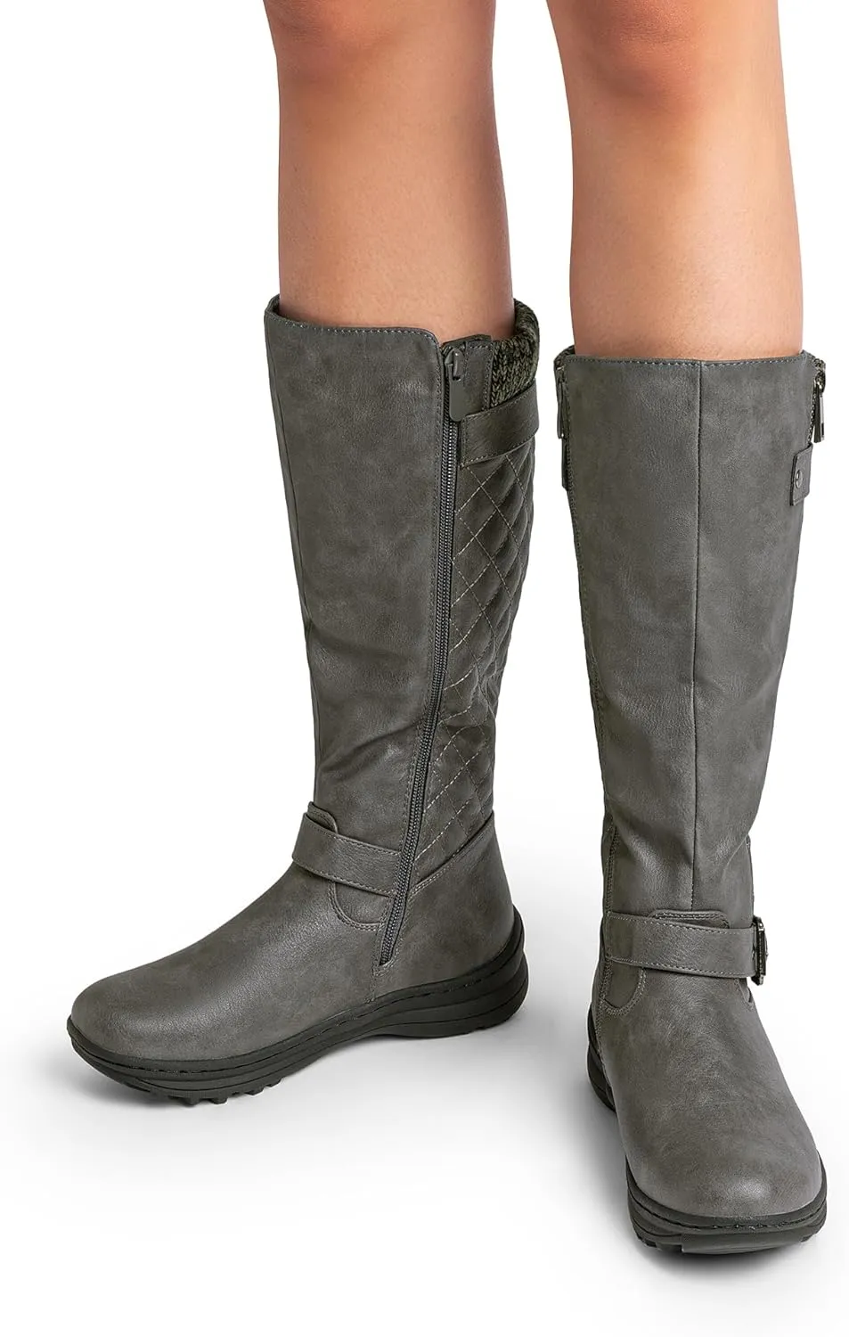 DREAM PAIRS Women's Faux Fur Knee High Boot Round Toe Fall Winter Boots