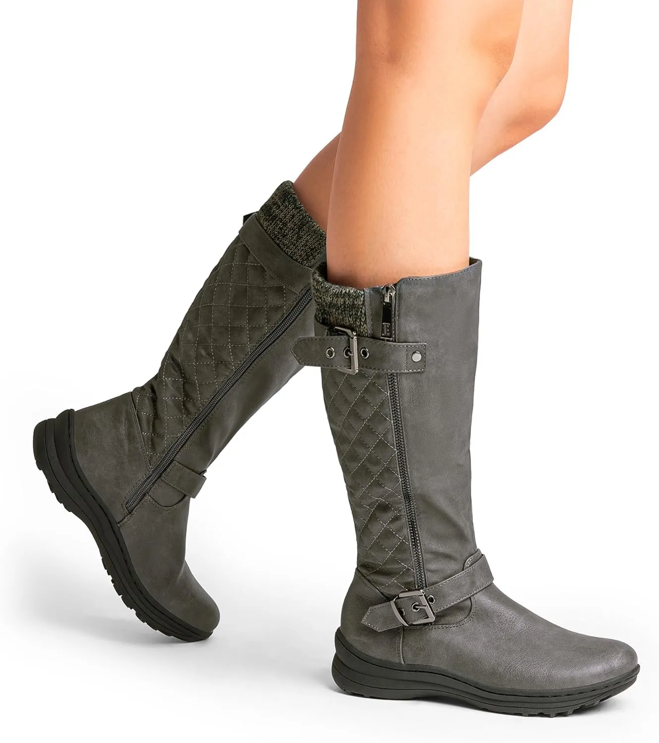 DREAM PAIRS Women's Faux Fur Knee High Boot Round Toe Fall Winter Boots