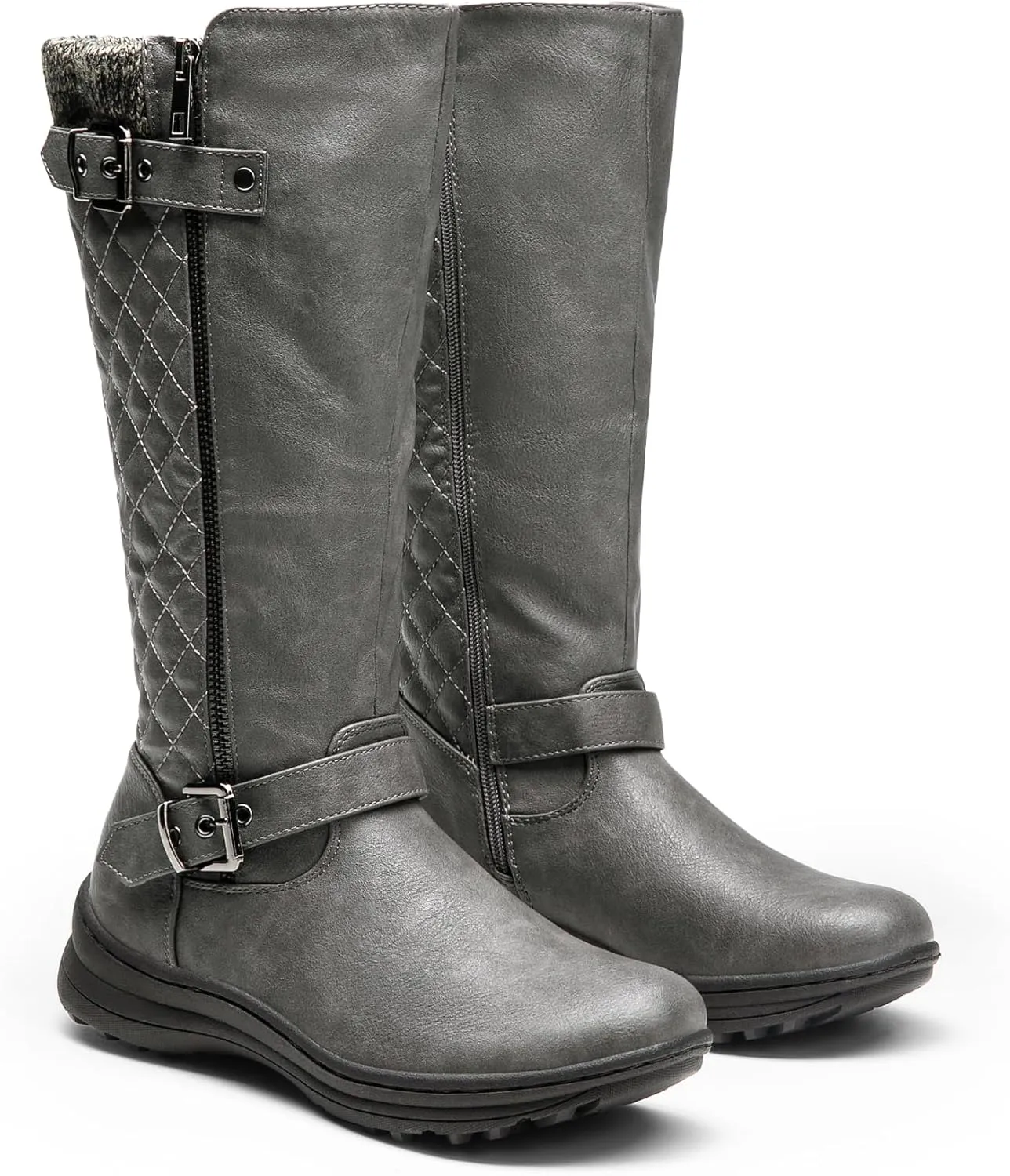 DREAM PAIRS Women's Faux Fur Knee High Boot Round Toe Fall Winter Boots