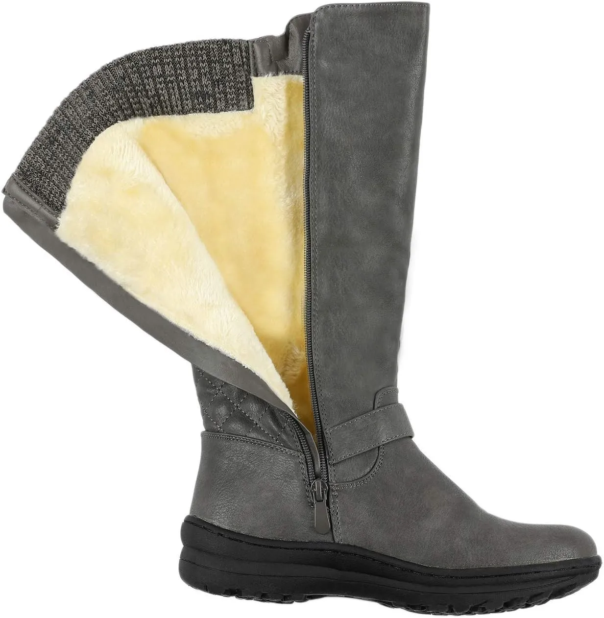 DREAM PAIRS Women's Faux Fur Knee High Boot Round Toe Fall Winter Boots