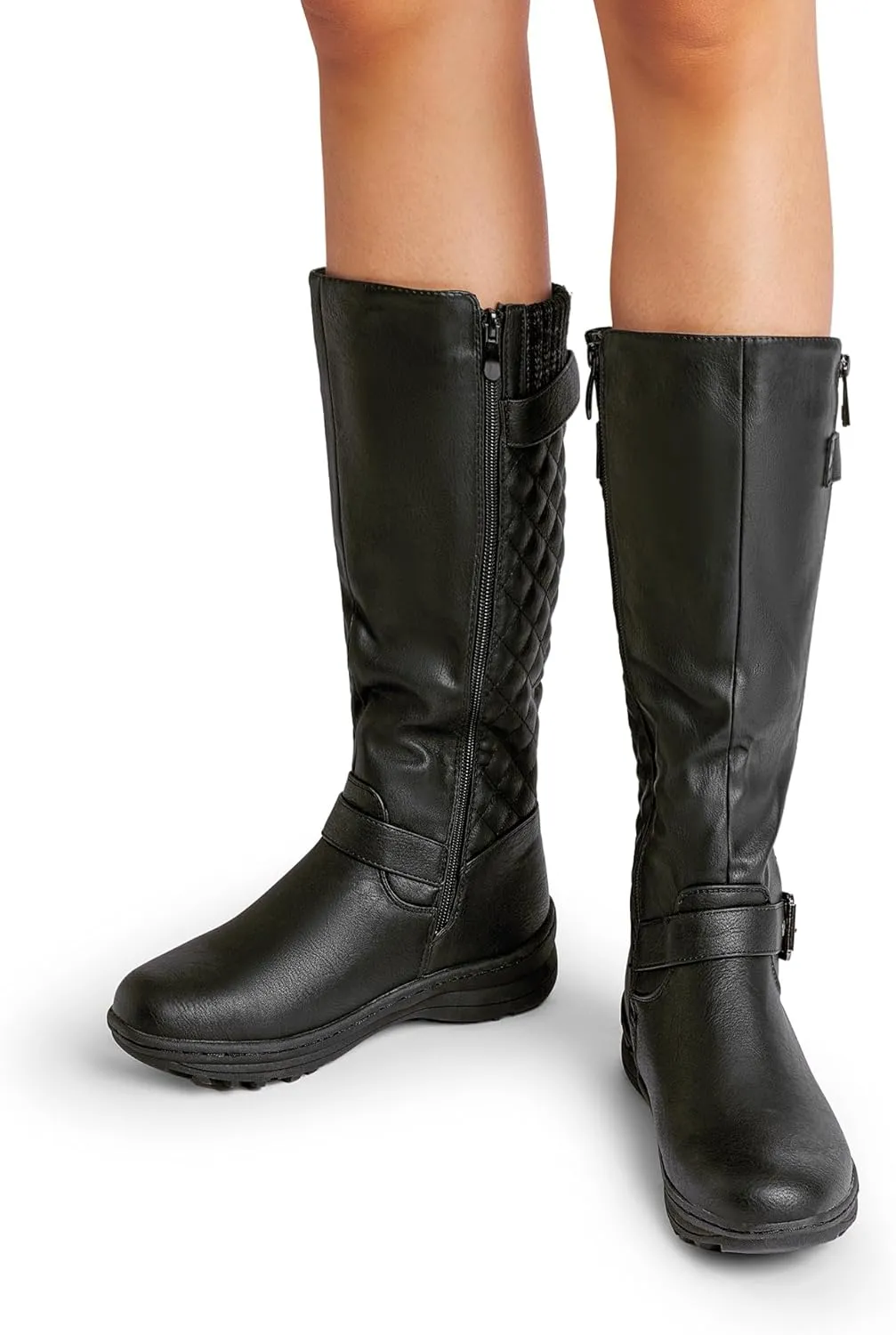 DREAM PAIRS Women's Faux Fur Knee High Boot Round Toe Fall Winter Boots