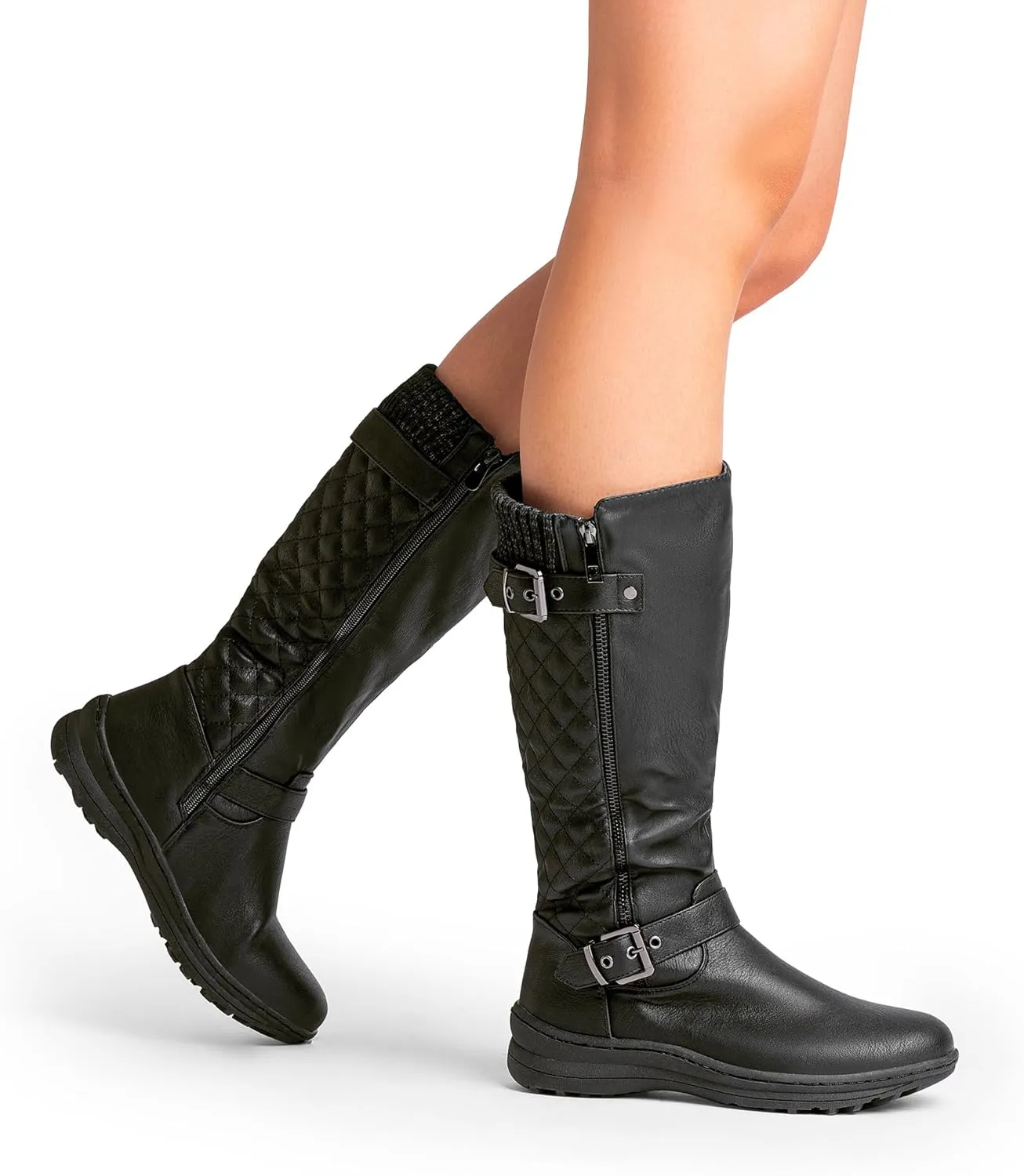 DREAM PAIRS Women's Faux Fur Knee High Boot Round Toe Fall Winter Boots