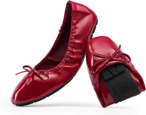 DREAM PAIRS Women's Flats Foldable Square Toe Ballet Flats for Women Bowknot Dressy Comfortable Light Weight Slip On Dress Shoes