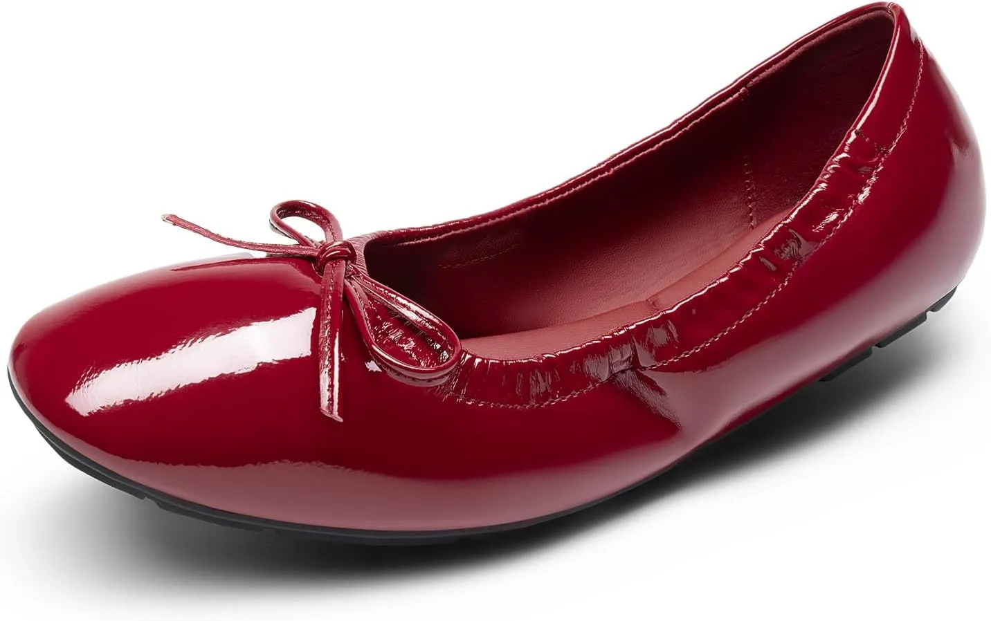 DREAM PAIRS Women's Flats Foldable Square Toe Ballet Flats for Women Bowknot Dressy Comfortable Light Weight Slip On Dress Shoes