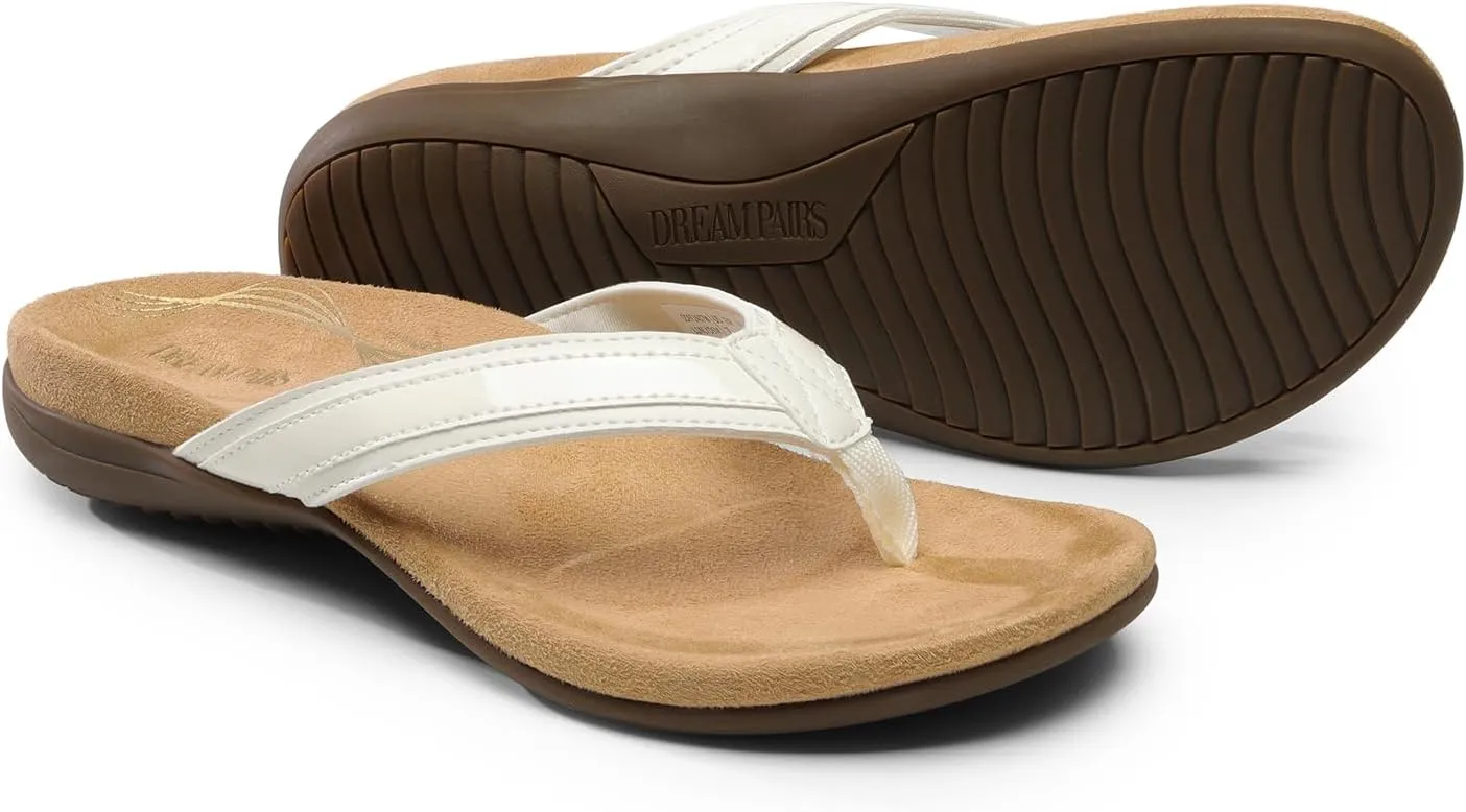 DREAM PAIRS Women's Flip Flops Arch Support Comfortable Soft Cushion Walking Thong Sandals for Summer Beach