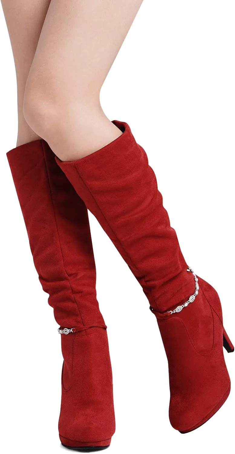 DREAM PAIRS Women's Knee High Platform Heel Boots