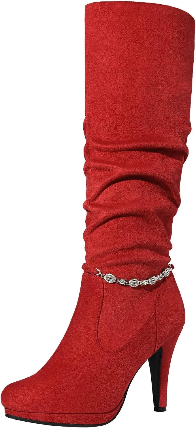 DREAM PAIRS Women's Knee High Platform Heel Boots