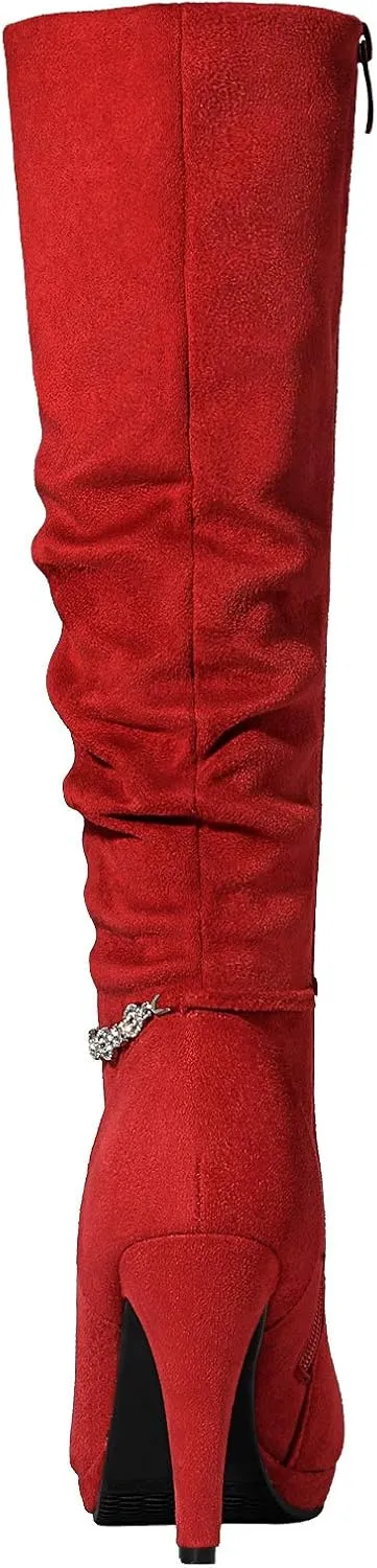 DREAM PAIRS Women's Knee High Platform Heel Boots
