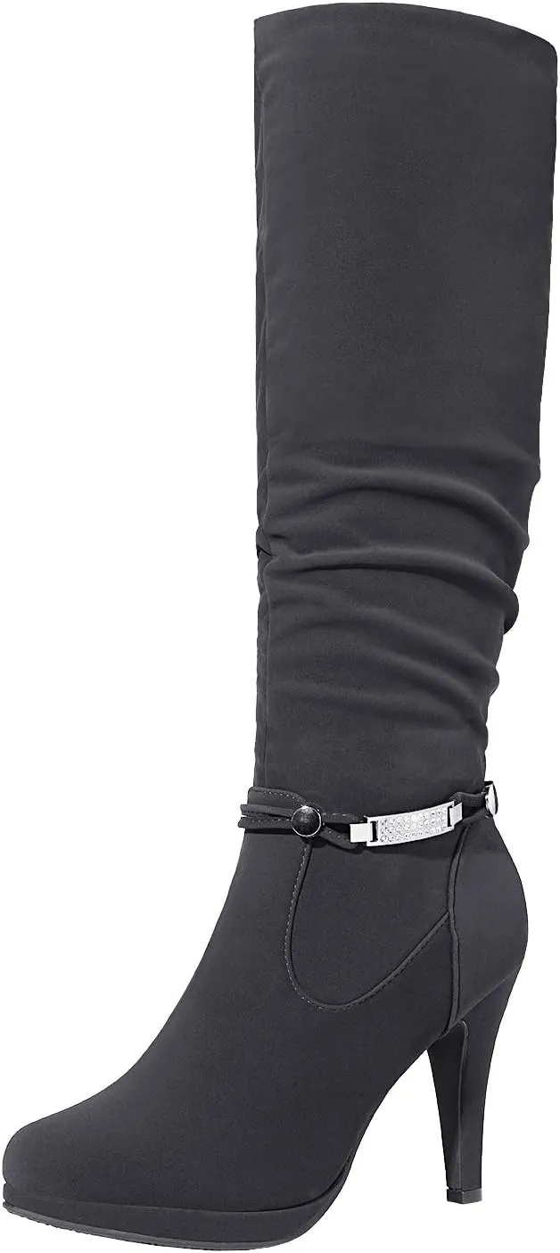 DREAM PAIRS Women's Knee High Platform Heel Boots
