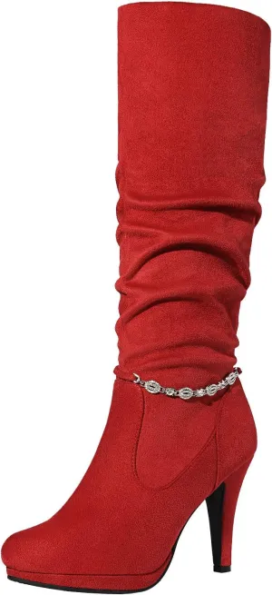 DREAM PAIRS Women's Knee High Platform Heel Boots