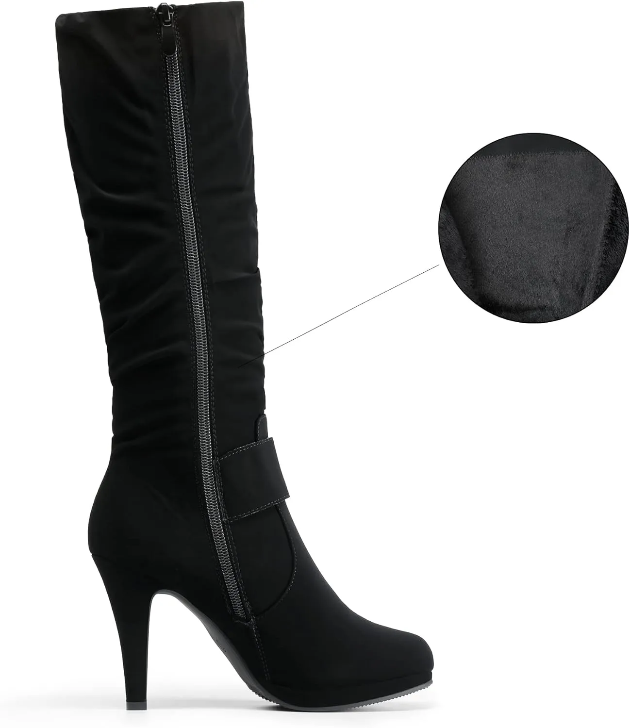 DREAM PAIRS Women's Knee-High Stiletto Boots, Black, Fashion & Classic Dress Boots
