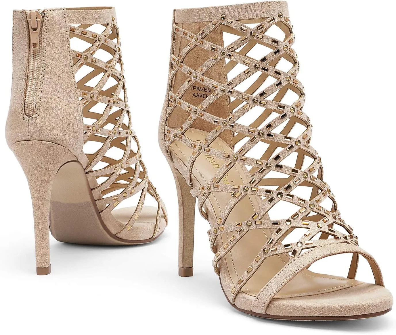 DREAM PAIRS Women's Rhinestone Ankle Strap Open Toe Stiletto Heel Sandals Cutout Dress Pump Shoes