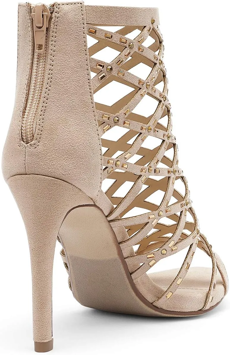 DREAM PAIRS Women's Rhinestone Ankle Strap Open Toe Stiletto Heel Sandals Cutout Dress Pump Shoes