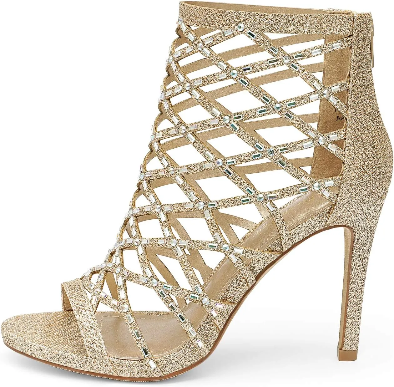 DREAM PAIRS Women's Rhinestone Ankle Strap Open Toe Stiletto Heel Sandals Cutout Dress Pump Shoes