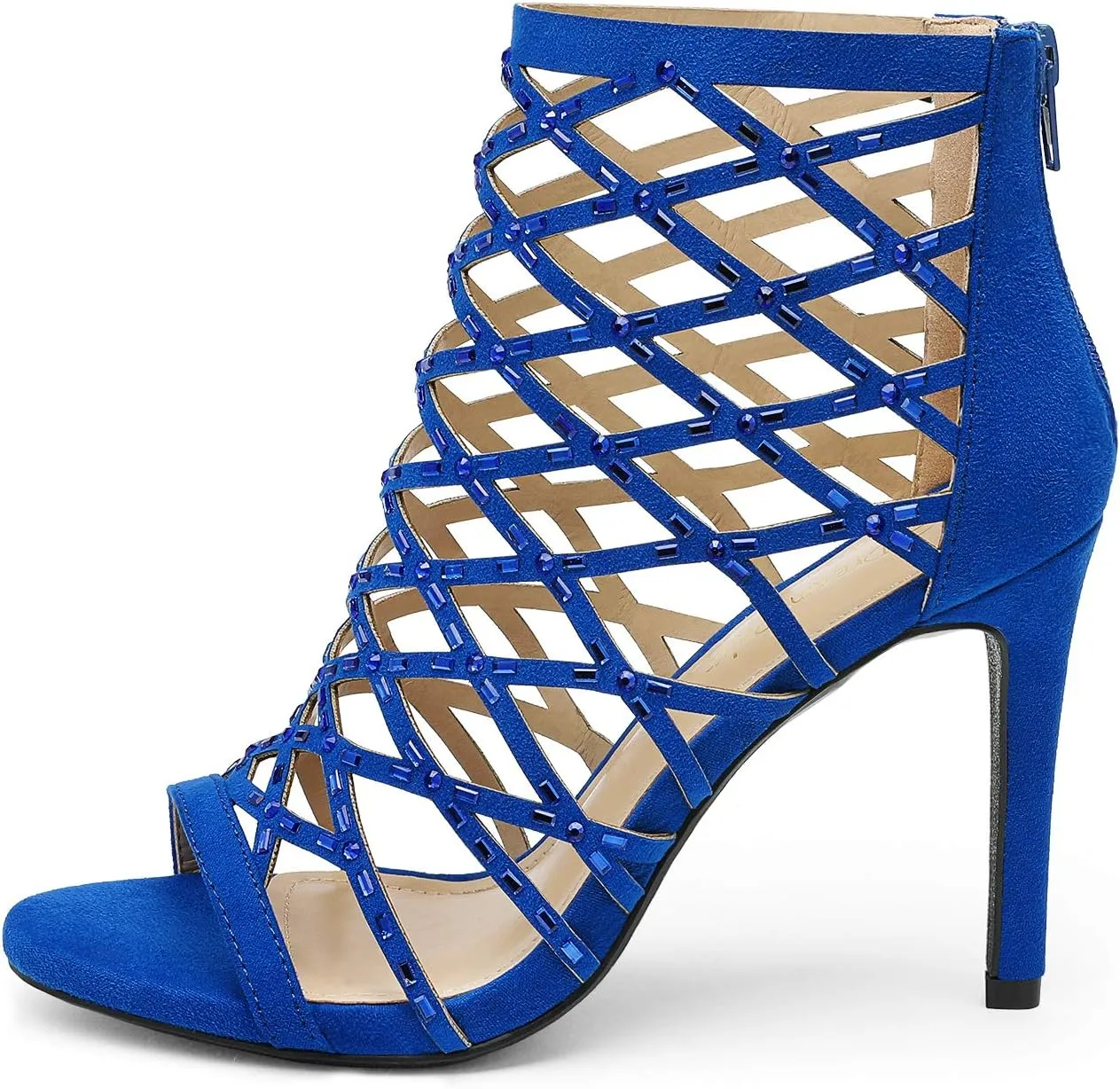 DREAM PAIRS Women's Rhinestone Ankle Strap Open Toe Stiletto Heel Sandals Cutout Dress Pump Shoes