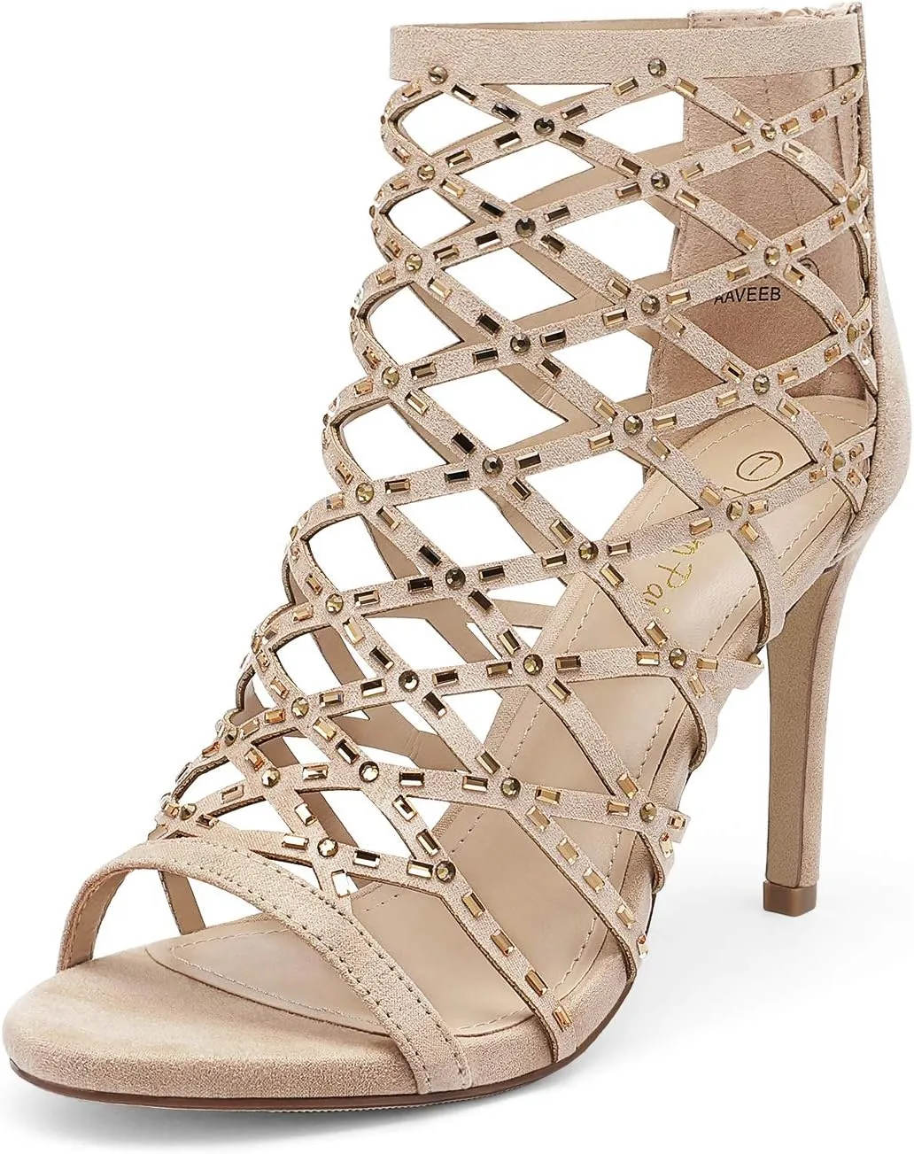 DREAM PAIRS Women's Rhinestone Ankle Strap Open Toe Stiletto Heel Sandals Cutout Dress Pump Shoes