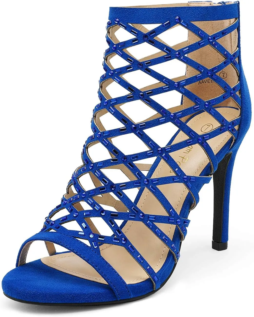 DREAM PAIRS Women's Rhinestone Ankle Strap Open Toe Stiletto Heel Sandals Cutout Dress Pump Shoes