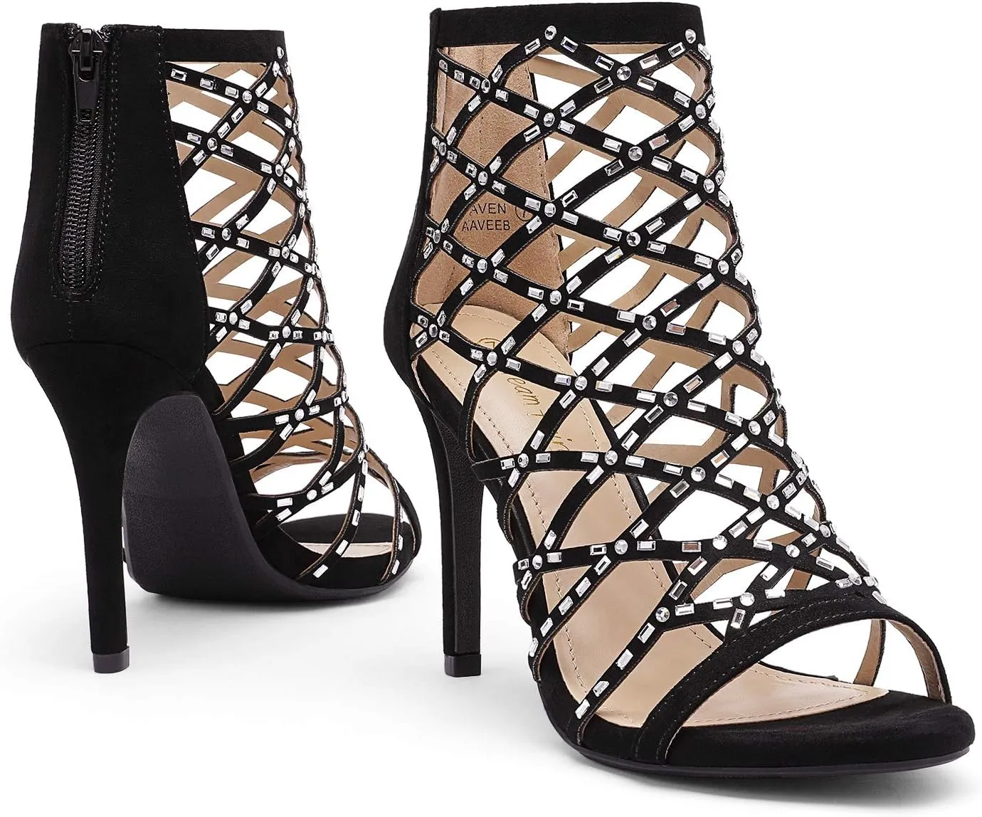 DREAM PAIRS Women's Rhinestone Ankle Strap Open Toe Stiletto Heel Sandals Cutout Dress Pump Shoes