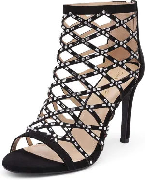 DREAM PAIRS Women's Rhinestone Ankle Strap Open Toe Stiletto Heel Sandals Cutout Dress Pump Shoes