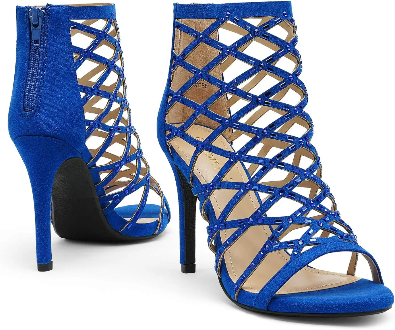 DREAM PAIRS Women's Rhinestone Ankle Strap Open Toe Stiletto Heel Sandals Cutout Dress Pump Shoes