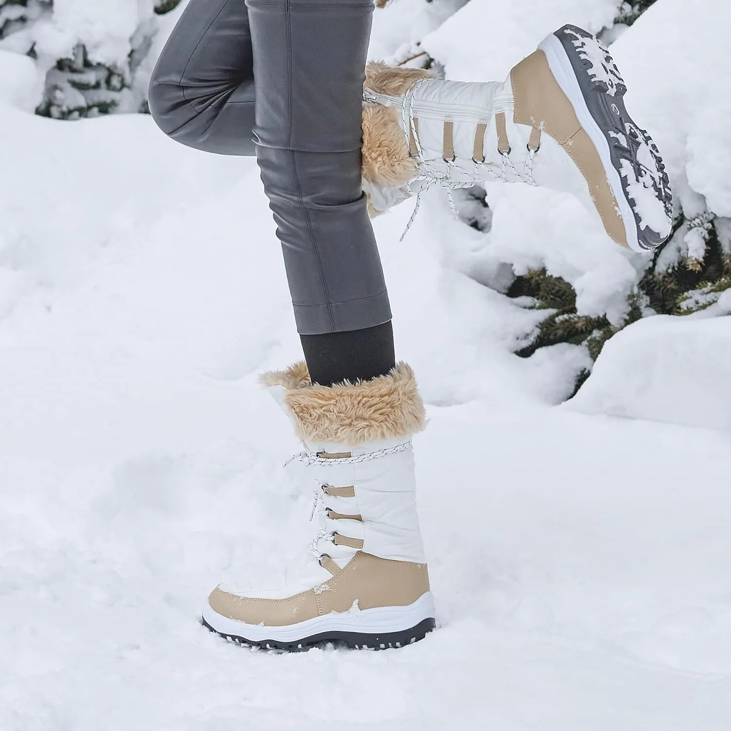 DREAM PAIRS Women's Warm Faux Fur Lined Mid-Calf Winter Snow Boots