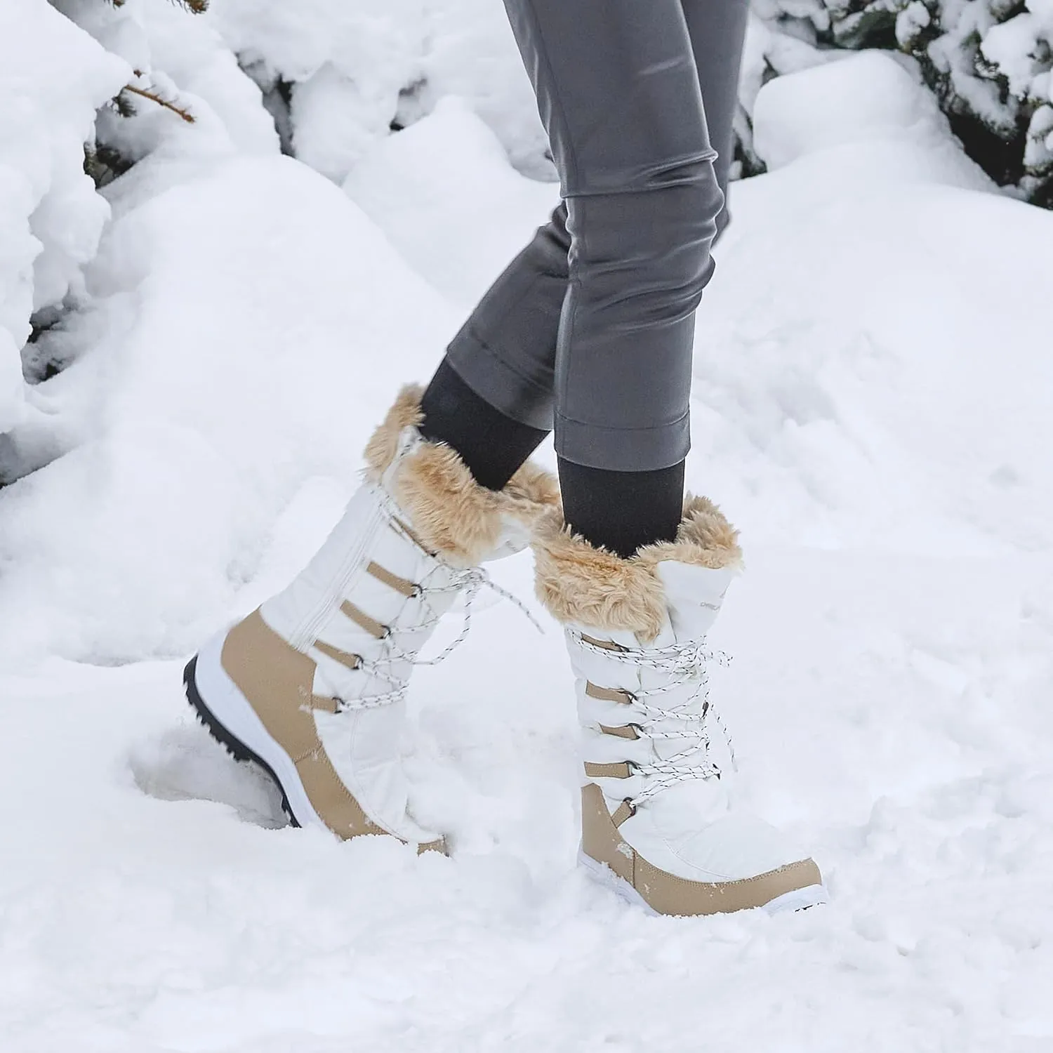 DREAM PAIRS Women's Warm Faux Fur Lined Mid-Calf Winter Snow Boots