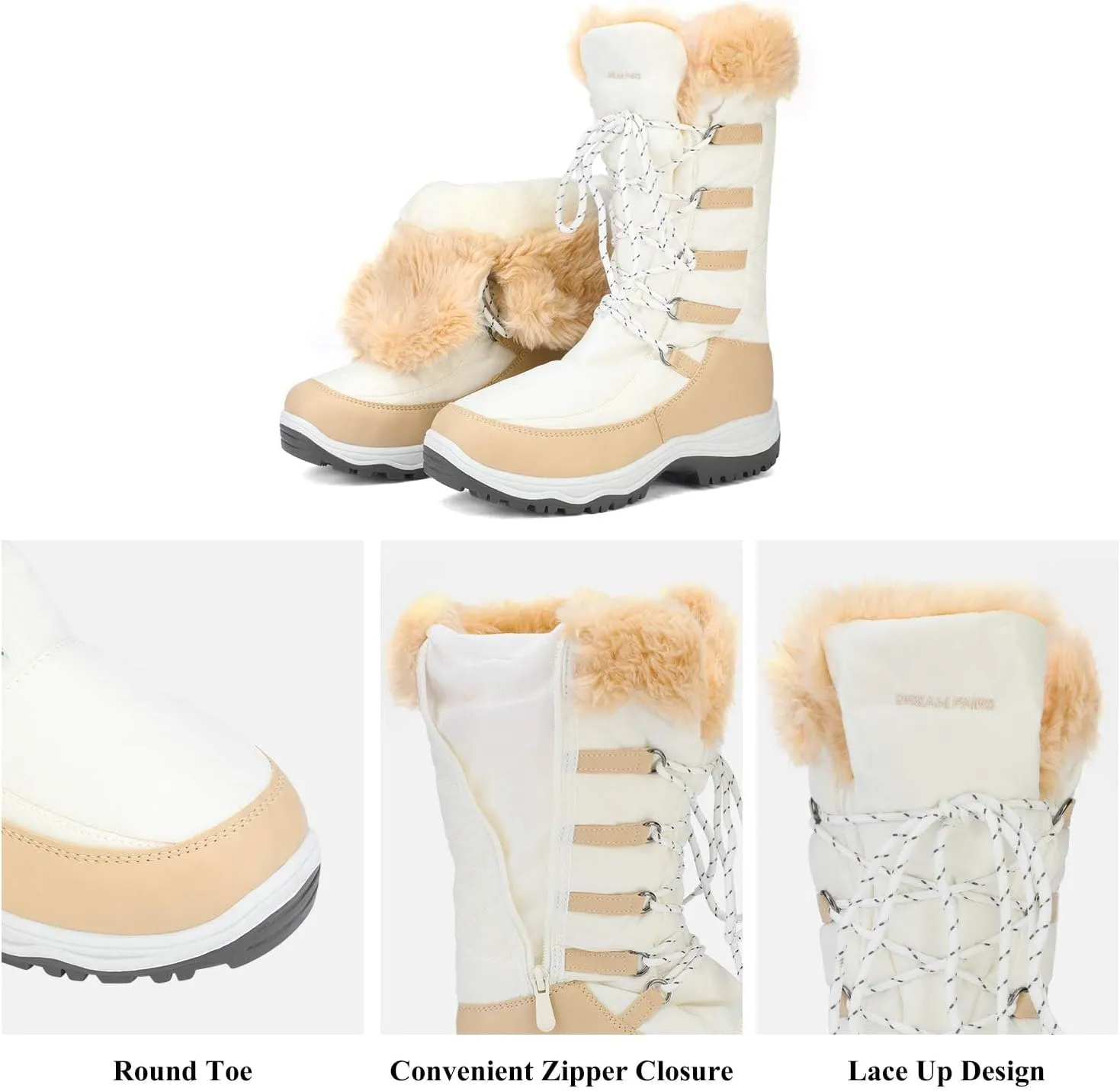 DREAM PAIRS Women's Warm Faux Fur Lined Mid-Calf Winter Snow Boots
