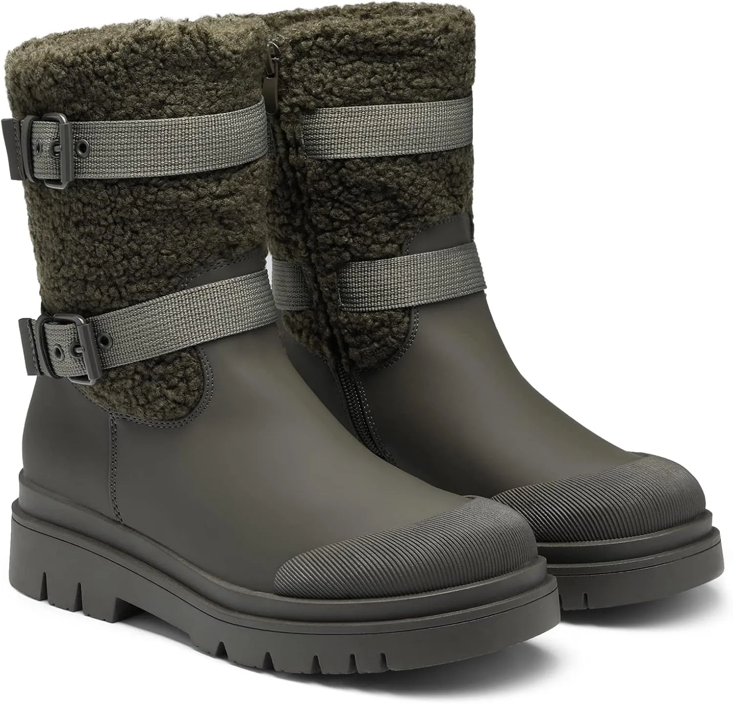 DREAM PAIRS Women's Waterproof Winter Snow Boots with Warm Comfortable Fur Lining, Anti Slip Rubber Mid-Calf Booties Outdoor