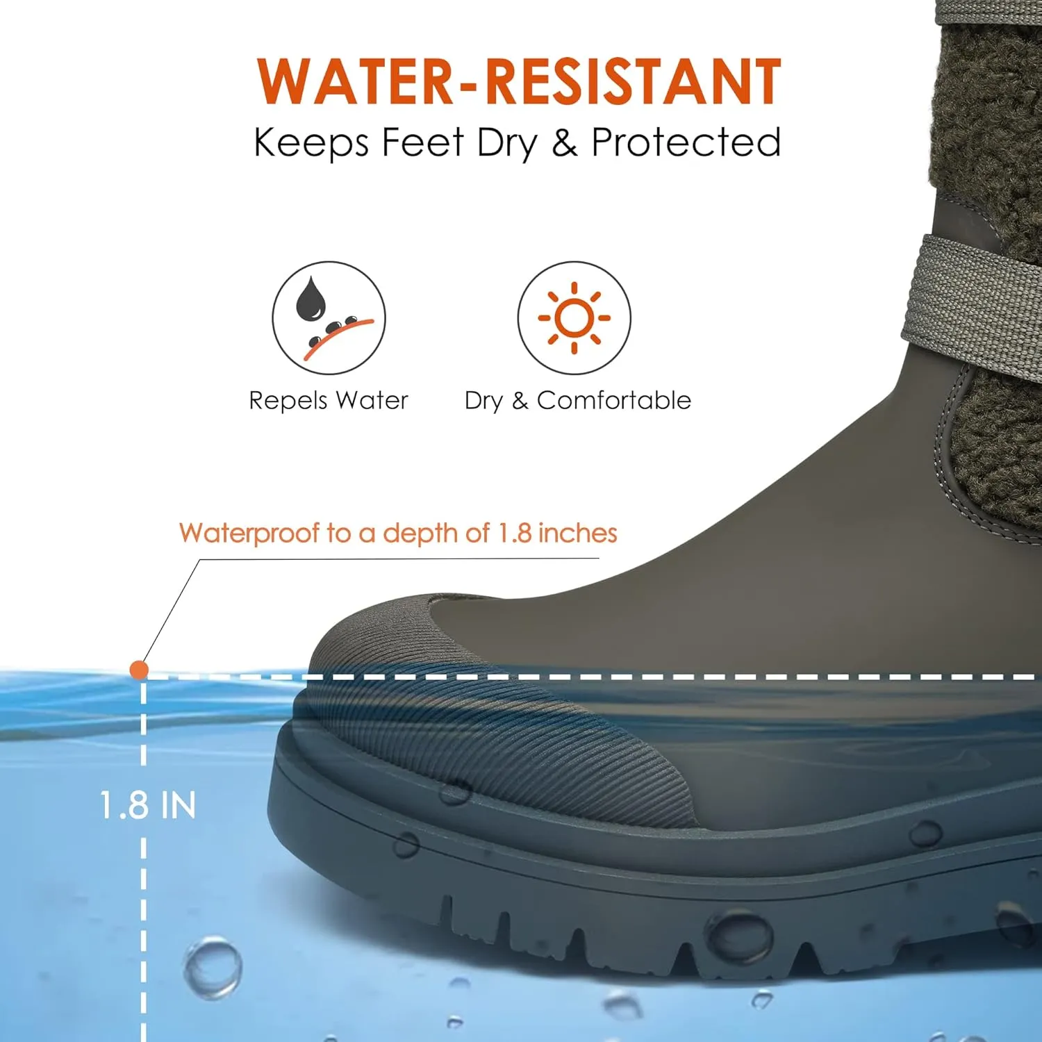 DREAM PAIRS Women's Waterproof Winter Snow Boots with Warm Comfortable Fur Lining, Anti Slip Rubber Mid-Calf Booties Outdoor