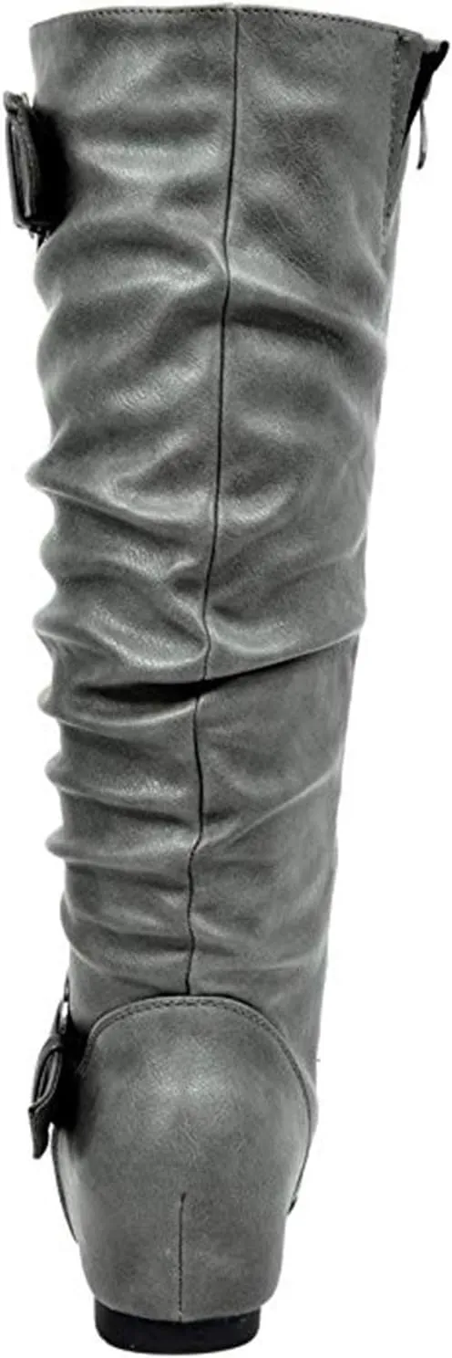 DREAM PAIRS Women's Wide Calf Knee High Boots, Fur-lined Low Hidden Wedge Boots