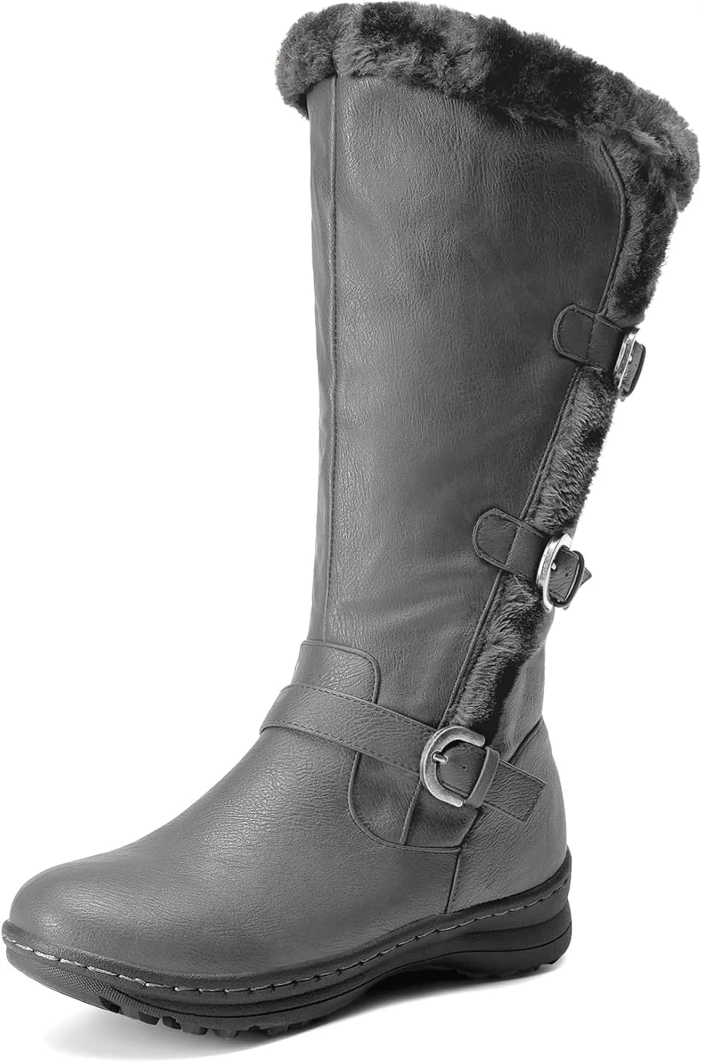 DREAM PAIRS Women's Winter Fully Fur Lined Zipper Closure Snow Knee High Boots