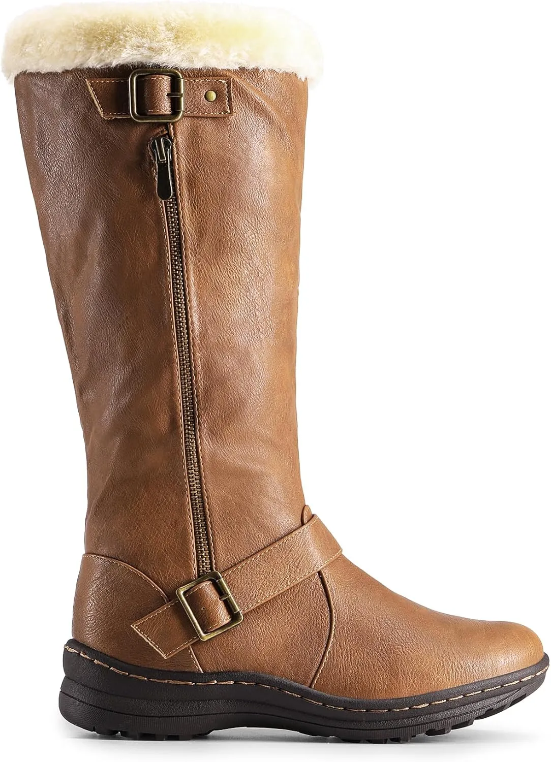 DREAM PAIRS Women's Winter Fully Fur Lined Zipper Closure Snow Knee High Boots