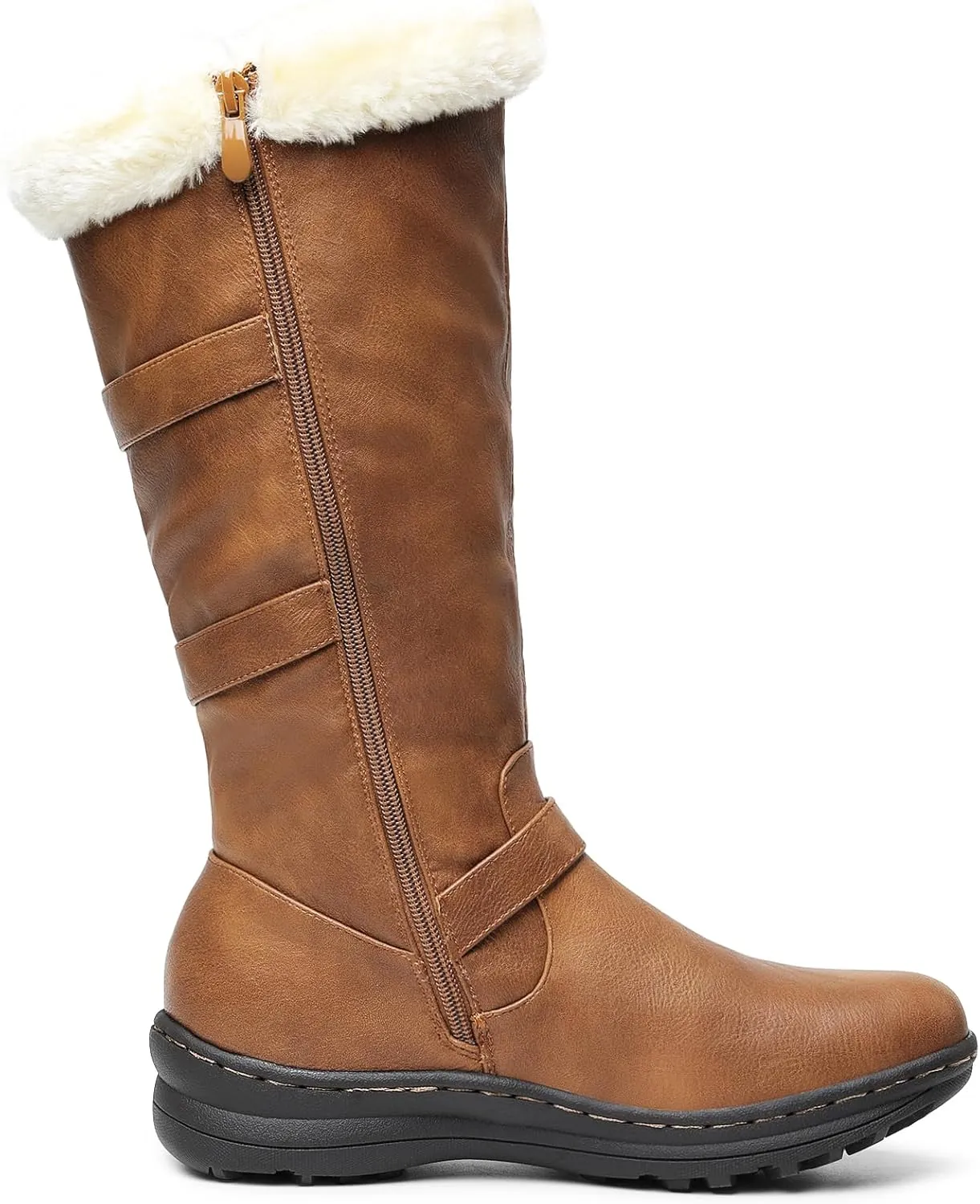 DREAM PAIRS Women's Winter Fully Fur Lined Zipper Closure Snow Knee High Boots