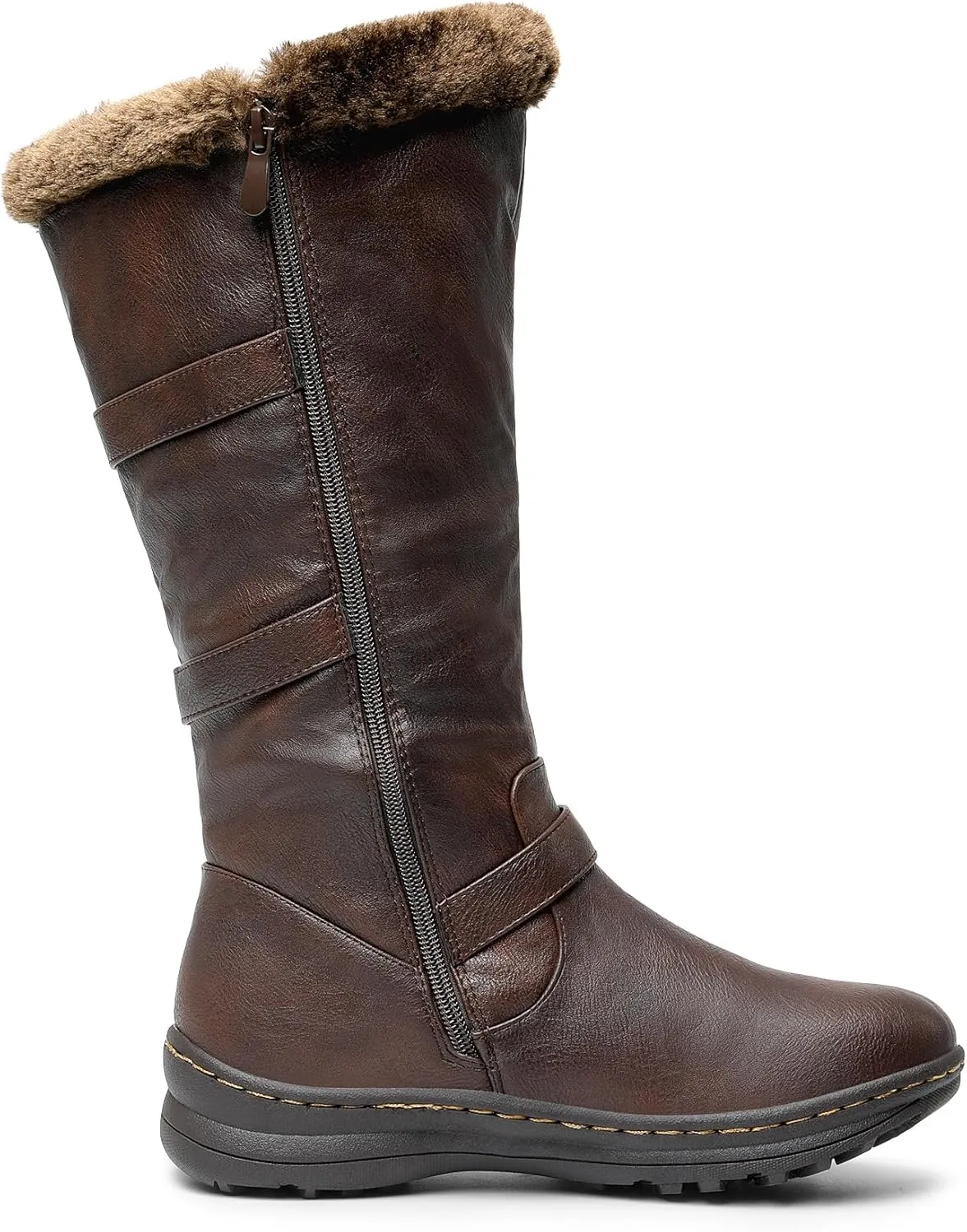 DREAM PAIRS Women's Winter Fully Fur Lined Zipper Closure Snow Knee High Boots